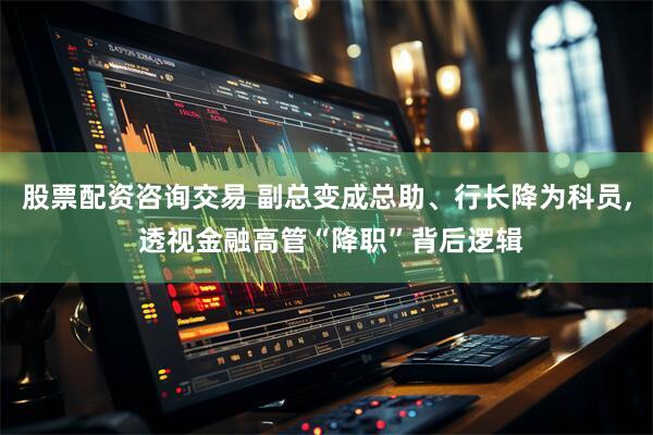 股票配资咨询交易 副总变成总助、行长降为科员, 透视金融高管“降职”背后逻辑